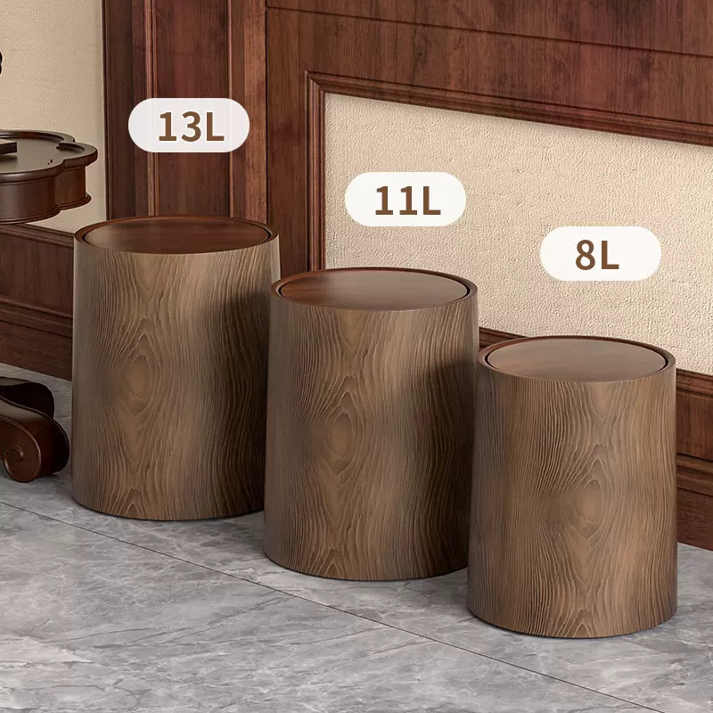Living Room Double Set of Vintage-Style Paper Baskets with Wood Grain Design, Suitable for Large-Capacity Chinese-Style Home Trash Cans Living Room Double Set of Vintage-Style Paper Baskets with Wood Grain Design, Suitable for Large-Capacity Chinese-Style Home Trash Cans