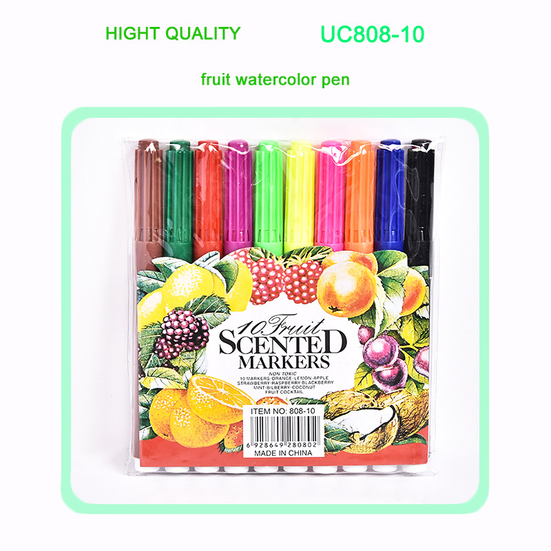 Los fabricantes producen suministros de arte para niños con pintura de fragancia pincel de pluma de color 10/12 color pluma de acuarela de cabeza grande