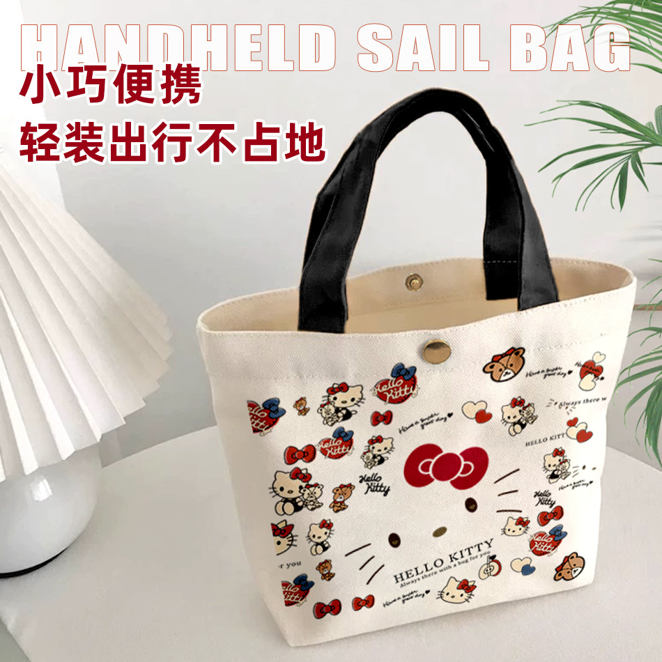2025大容量卡通猫咪帆布包女新款时尚外出手提妈咪带娃手提购物袋