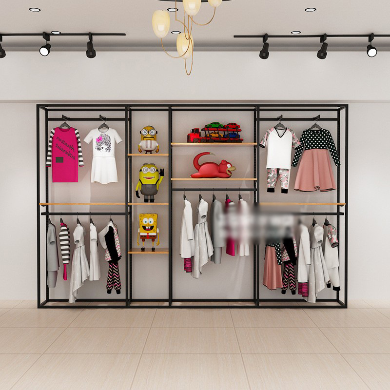 Exhibidor de Ropa para Niños, Estantes de Combinación Libre, Diseño de Exhibidor de Pared o de Pie, Estante, Perchero, Soporte de Exhibición
