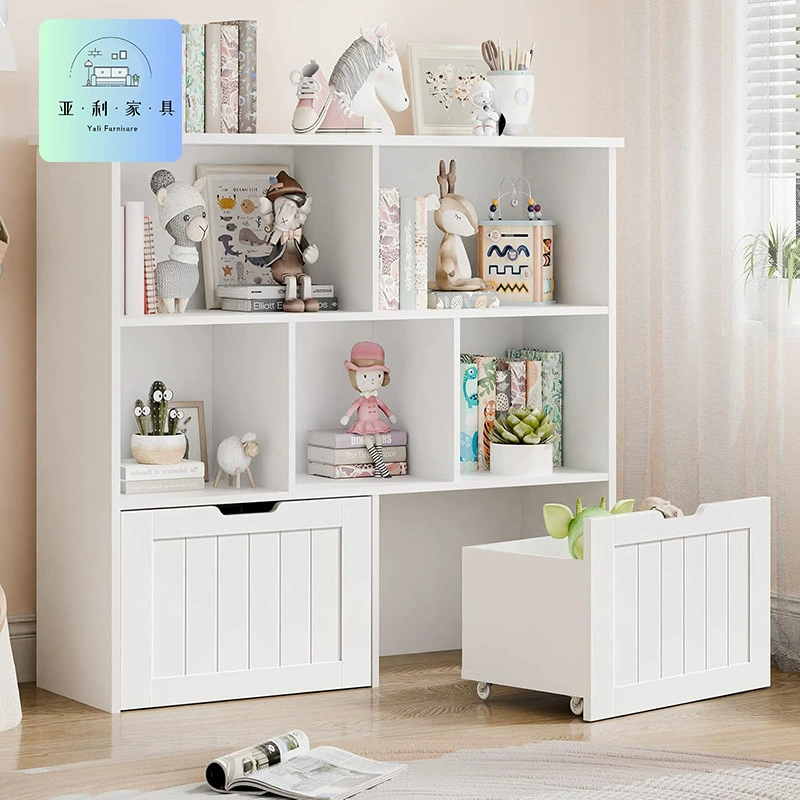 Многофункциональный высокий книжный шкаф с дверцей-сараем, многослойный шкаф для хранения большой вместимости, шкаф для хранения детских игрушек