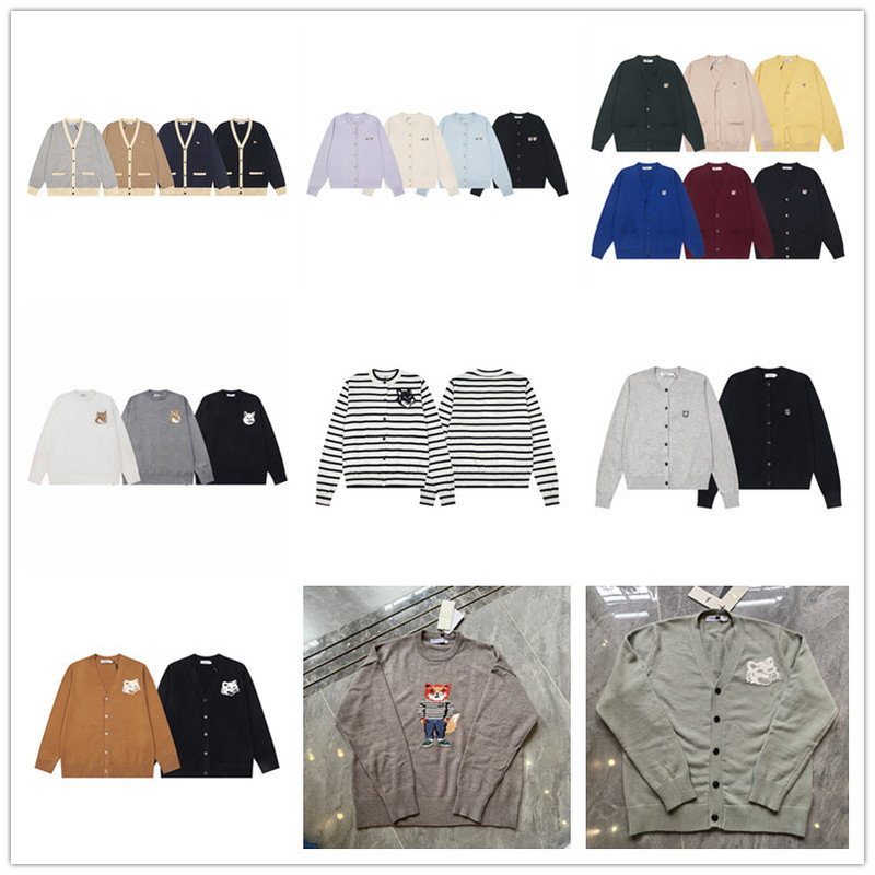 10 Maison Kitsune Little Fox Cardigan Sweaters, European and American Style, Unique Fox Design, Couple Fashion, Runway, Casual Street Style