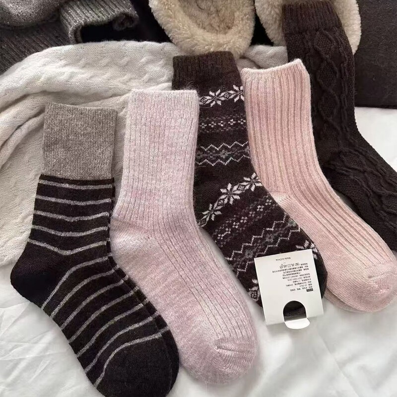 Japanese-Style Socks for Women, Pink and Coffee Color, Cute Girl Jk Socks, Autumn and Winter Thickened Warm Mid-Tube Socks, Striped Versatile Slouch Socks Japanese-Style Socks for Women, Pink and Coffee Color, Cute Girl Jk Socks, Autumn and Winter Thickened Warm Mid-Tube Socks, Striped Versatile Slouch Socks