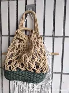 ins爆红森女系文艺范小清新手工棉线包复古单肩包编织女包草编包