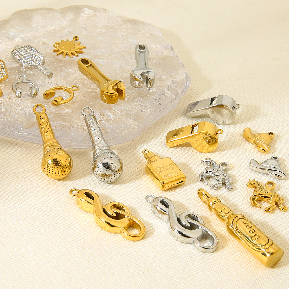 3g Weight 0.03µm-0.05µm Gold Plating Thickness PVD Coated Gold Plating Process Pendant Jewelry Making Type 18K Real Gold Plated Plating Material 1 Piece Quantity 304 Stainless Steel Material Whistle, Notes, Horse Pattern Modern Style, Classic Style Style Plating Craft 1 Piece 304 Stainless Steel Whistle Notes Horse Polished Pendant DIY Ornament Accessories 22