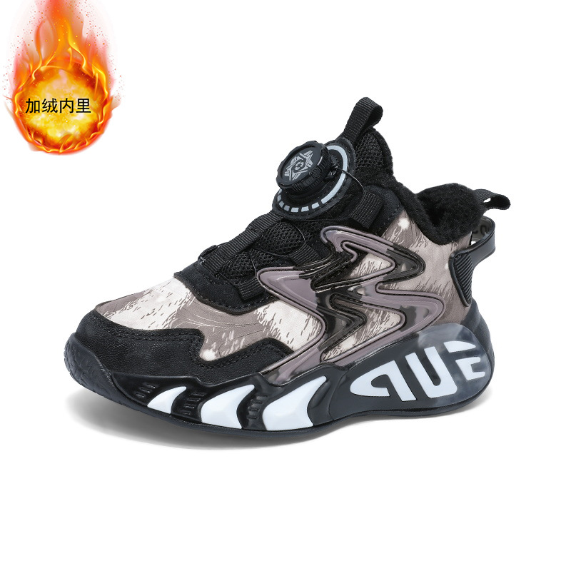 Zapatos de baloncesto para niños varones de 6 - 12 años de edad zapatos para niños 2025 nuevo otoño y invierno para correr zapatillas deportivas de lana al por mayor