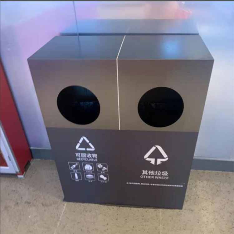 好意达户外分类垃圾桶 公园小区金属垃圾箱 商场方形不锈钢果皮箱