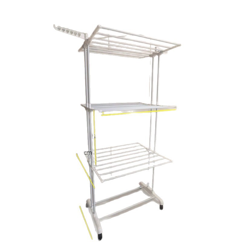 Transfronterizos percha de ropa plegable de doble varilla aterrizaje nuevo tipo de percha multifuncional de perfil aerodinámico móvil percha de ropa plegable image 6
