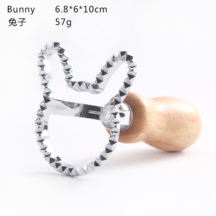 Dumpling encaje impresión aleación de zinc molde de galletas dumpling lado de la piel flor en relieve molde de galletas mango de madera rueda de cortador de pastel