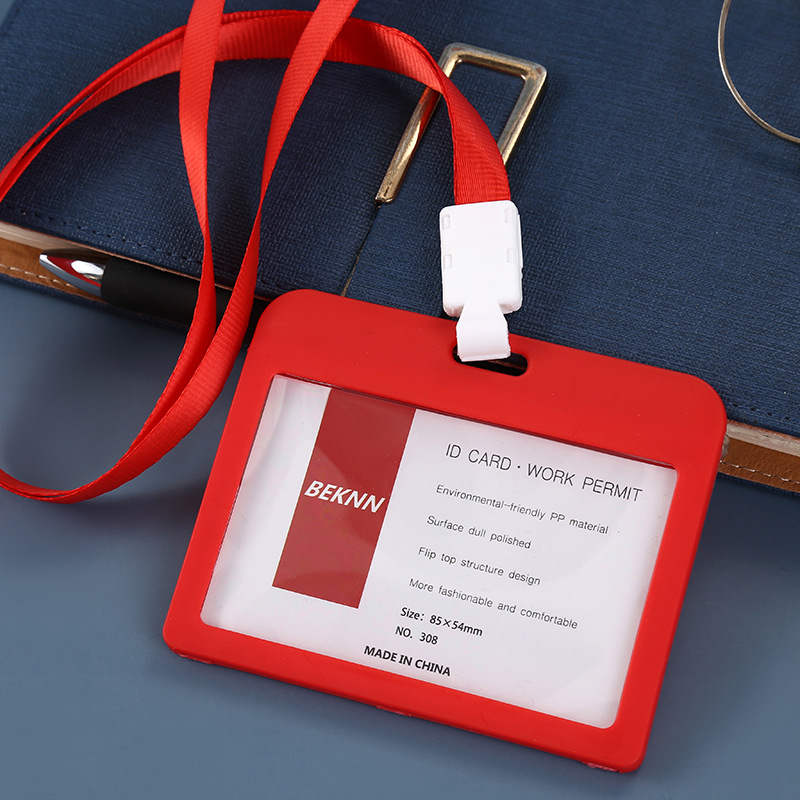 Funda protectora para tarjeta de identificación, porta tarjetas de autobús transparente de doble cara, porta tarjetas de identificación laboral, porta tarjetas de identificación de estudiante, cordón para tarjeta de identificación de exposición