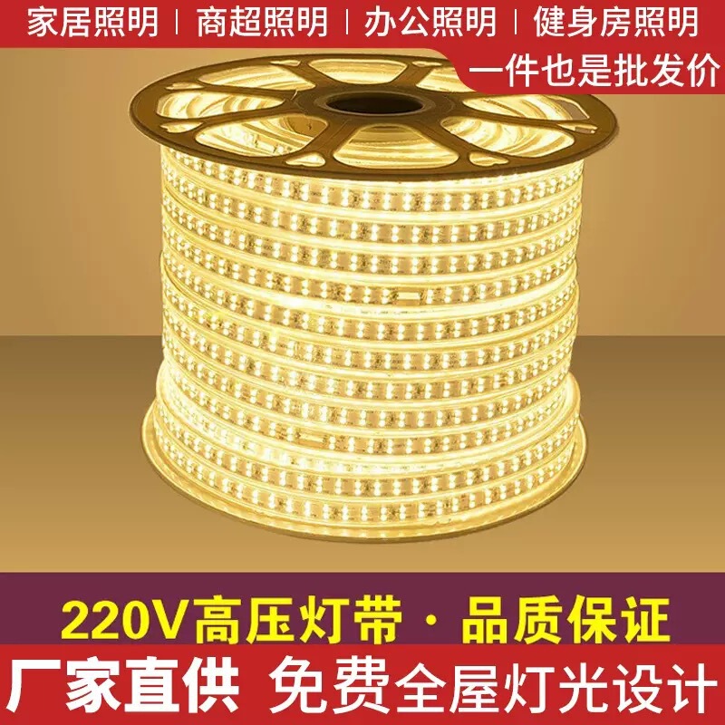 Led Flexible Light Strip Household Double Row 120 Lights High Voltage 220V Waterproof Outdoor Ultra-Bright Soft Light Strip Led Light Strip