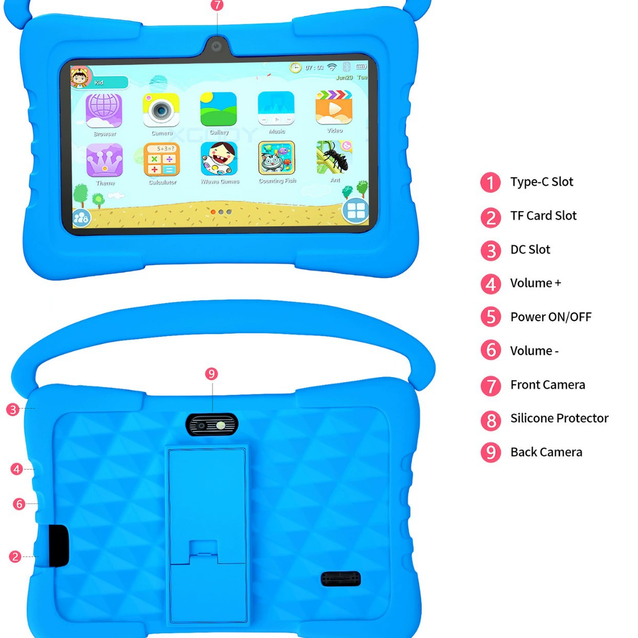 HYRS Kids Tablet 7 дюймов Андроид планшет для детей игровая приставка