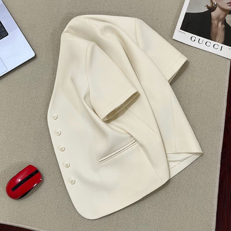 Off-White Thin Blazer for Women, 2026 Summer New Short-Sleeve Casual Stylish Versatile Slim-Fit Trendy Suit Off-White Thin Blazer for Women, 2026 Summer New Short-Sleeve Casual Stylish Versatile Slim-Fit Trendy Suit