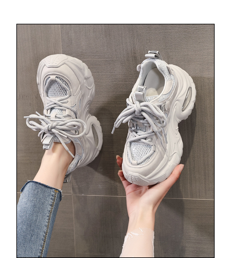 Giày sneaker nữ đế dày độn cao thoáng khí mặt lưới HS9866-5 — Màu trắng be chi tiết 17