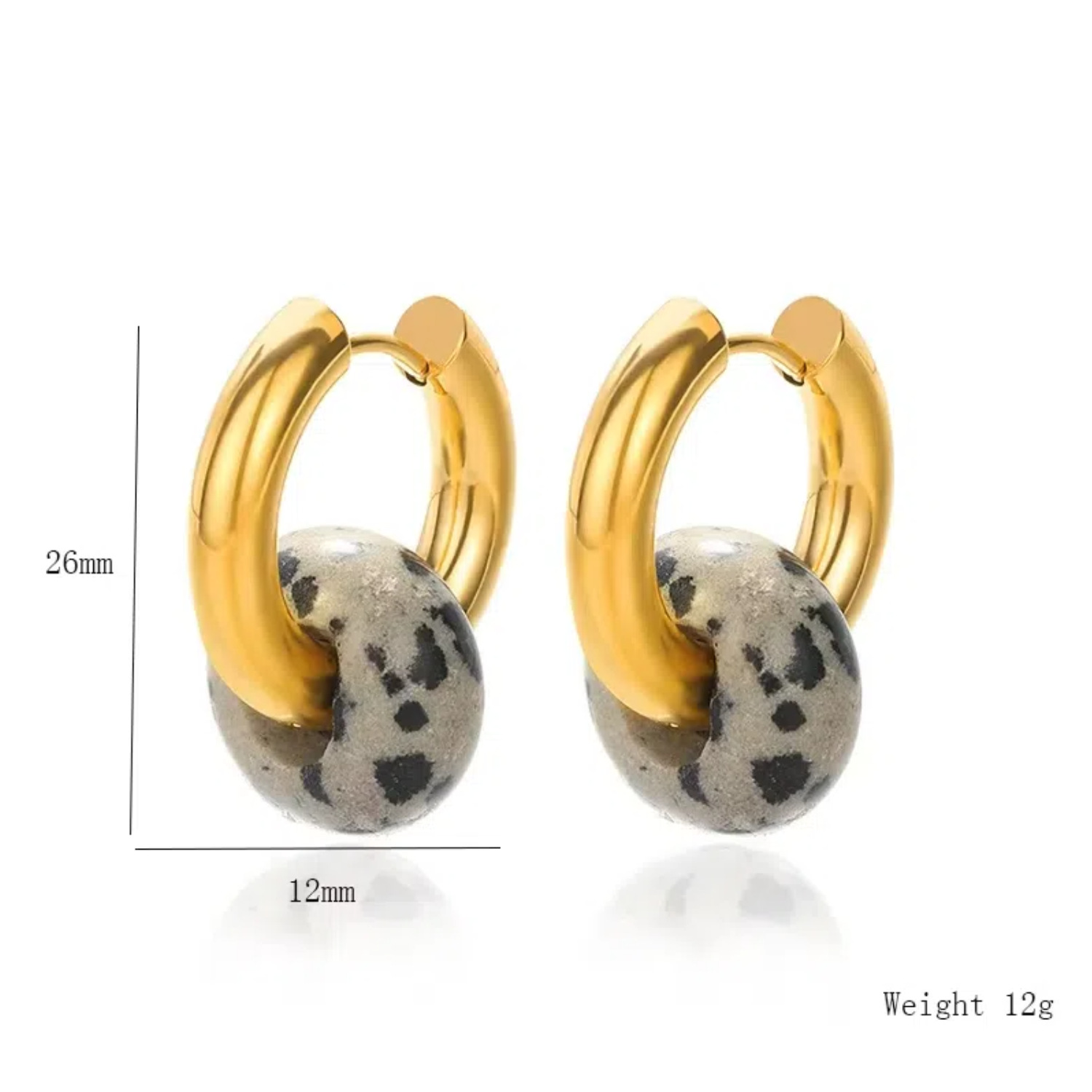 1 Pair Vintage Style Geometric Plating 304 Stainless Steel Natural Stone 18K Gold Plated Earrings display picture 5