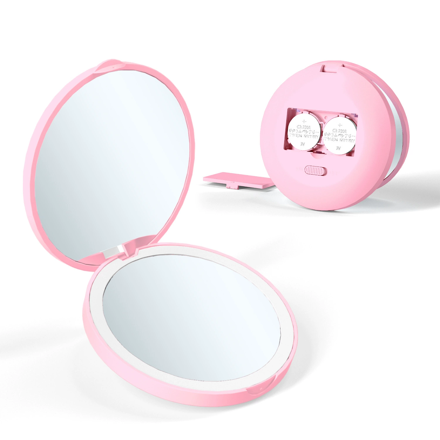 Handheld Folding Mirror (Amazon) 2× Magnification, LED Rechargeable, Portable Compact