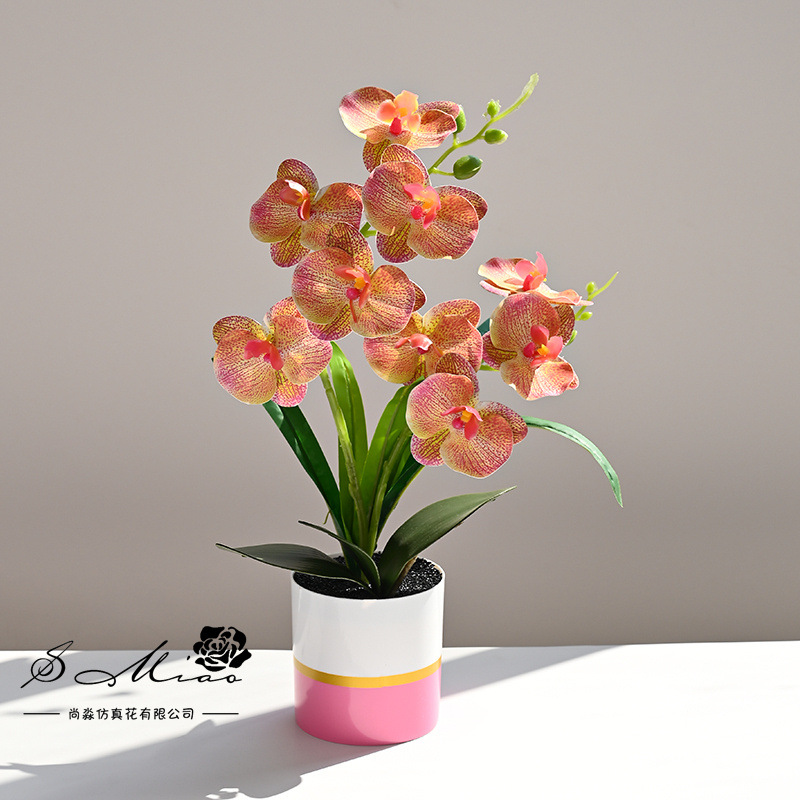 Dos puntas, 9 flores, sensación de phalaenopsis, plantas en macetas, flores de simulación creativa, decoración de estudio fotográfico para el hogar, plantas verdes artificiales, plantas en macetas image 5
