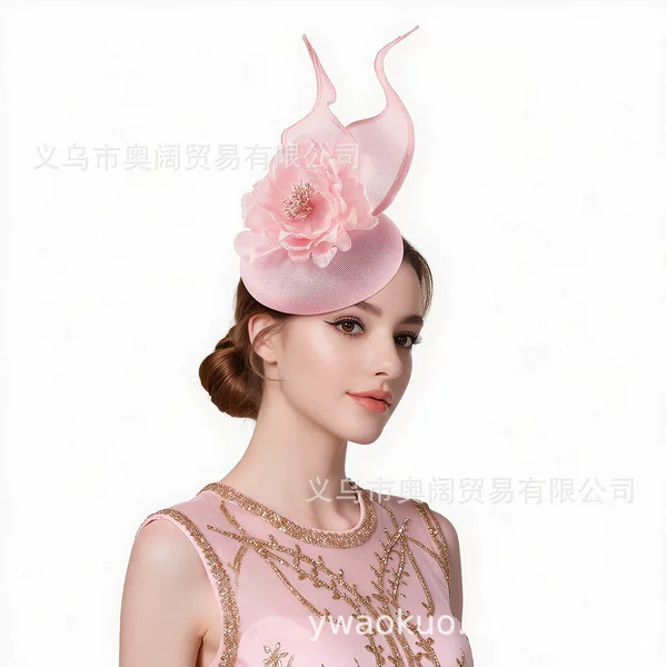 European and American vintage bridal net hat, feather headpiece, hair accessory, cheongsam performance prop, and small hat for horse racing events