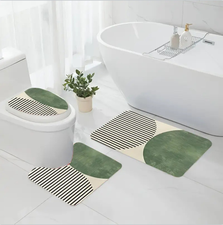 Nuevas alfombras de dibujos animados transfronterizos inodoro alfombras de baño de tres piezas decorativas alfombras resistentes a la suciedad alfombras de suelo fáciles de cuidar