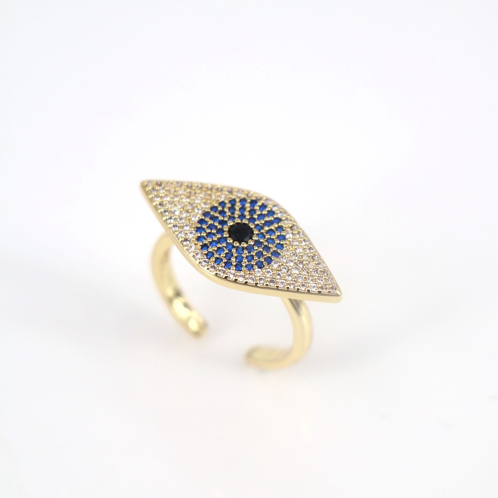 fashion copper micro-inlaid zircon devilu0027s eye ring female opening personality ring
