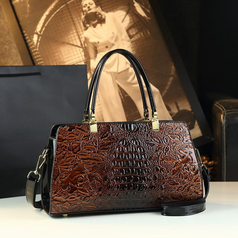 Bolso de mujer con estampado de cocodrilo 2025 nuevo temperamento de moda moda todo fósforo bolso casual mensajero de un solo hombro