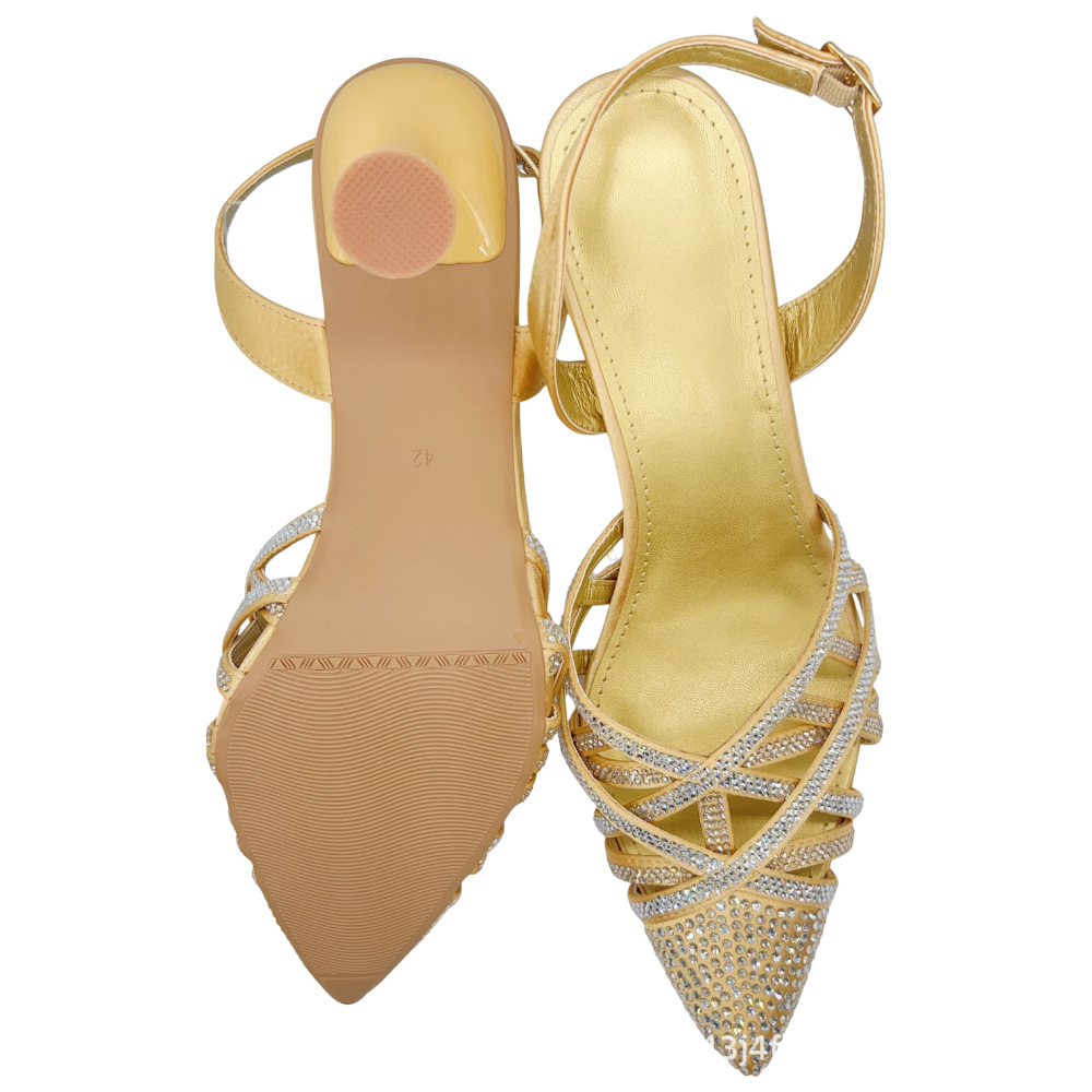 Selección estricta de zapatos de diseño italiano, nuevas sandalias de tacón alto, banquete de boda, zapatos de mujer de diamante de punta