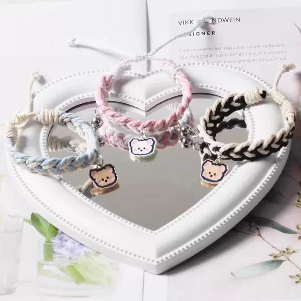 High-Looking Cartoon Girlfriends Three-Person Magnetic Bracelet Cute Bear Braided Couple Attraction Bracelet Adjustable Bracelet