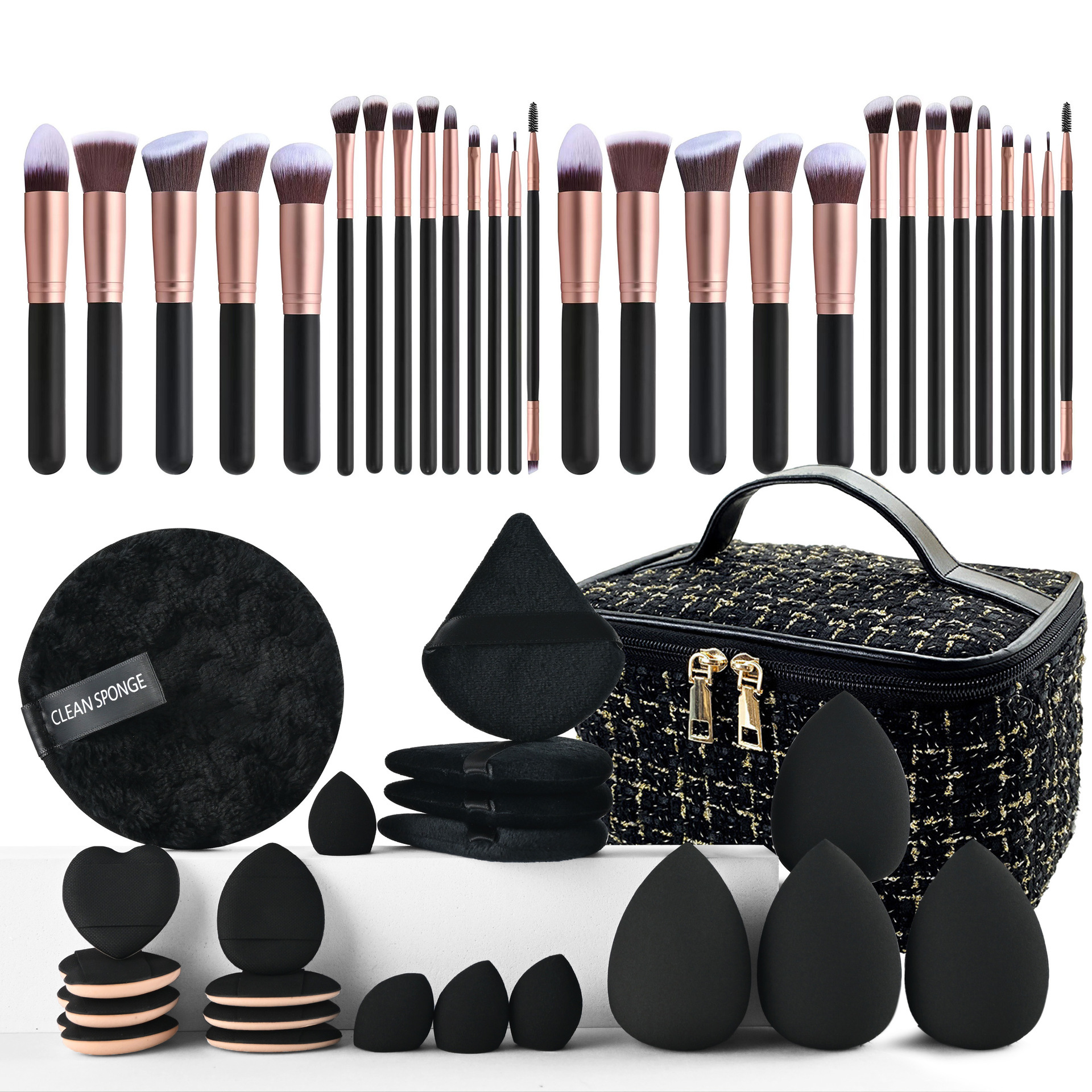 Conjunto de polvo personalizado 40pc cepillo grande combinación de lavado de cara maquillaje polvo transfronterizo conjunto completo de 46 herramientas de maquillaje de cepillo
