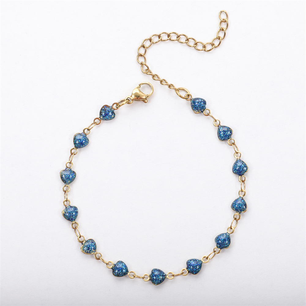 Bracelets Classification 1 Piece 304 Stainless Steel Cable Chain Bracelets Chain Sweet Heart Shape