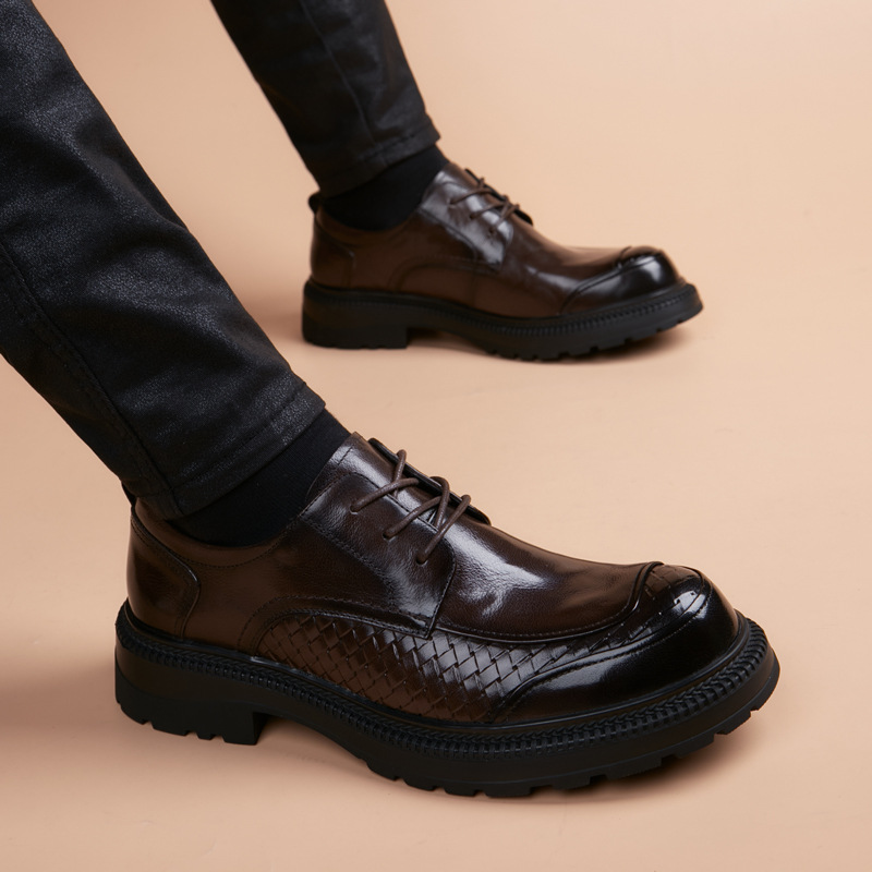 英伦男鞋男士伴郎黑色新郎商务正装软底西装真皮休闲皮鞋男结婚鞋