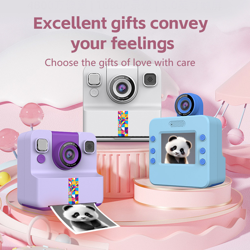 Nueva cámara Polaroid portátil transfronteriza en color, impresora de rompecabezas para niños, cámara Polaroid digital HD
