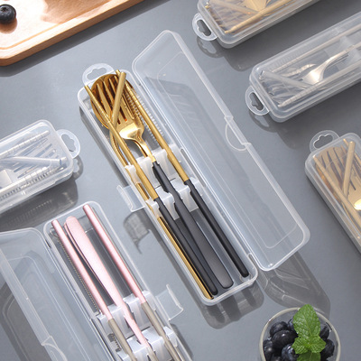 304不锈钢便携5件套日本无印超市日式良品餐具吸管叉勺子筷子套装