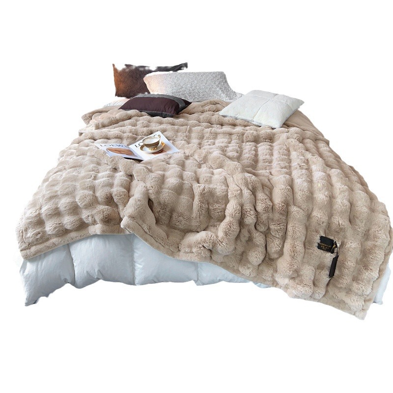 2024 새로운 가짜 모피 현대 미술 담요 커버 담요 웨딩 담요 따뜻한 담요