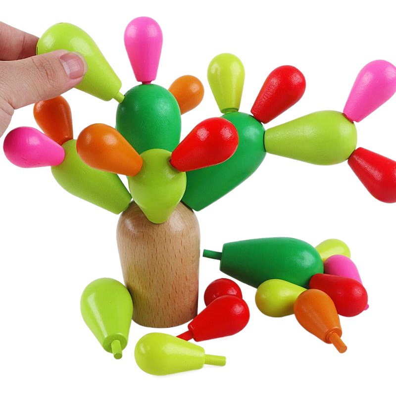 Ensamblaje de madera con manos Cactus Bola de cactus Desmontaje Bloques de construcción Función de inteligencia para niños multi-desmontaje montaje apilamiento Juguetes