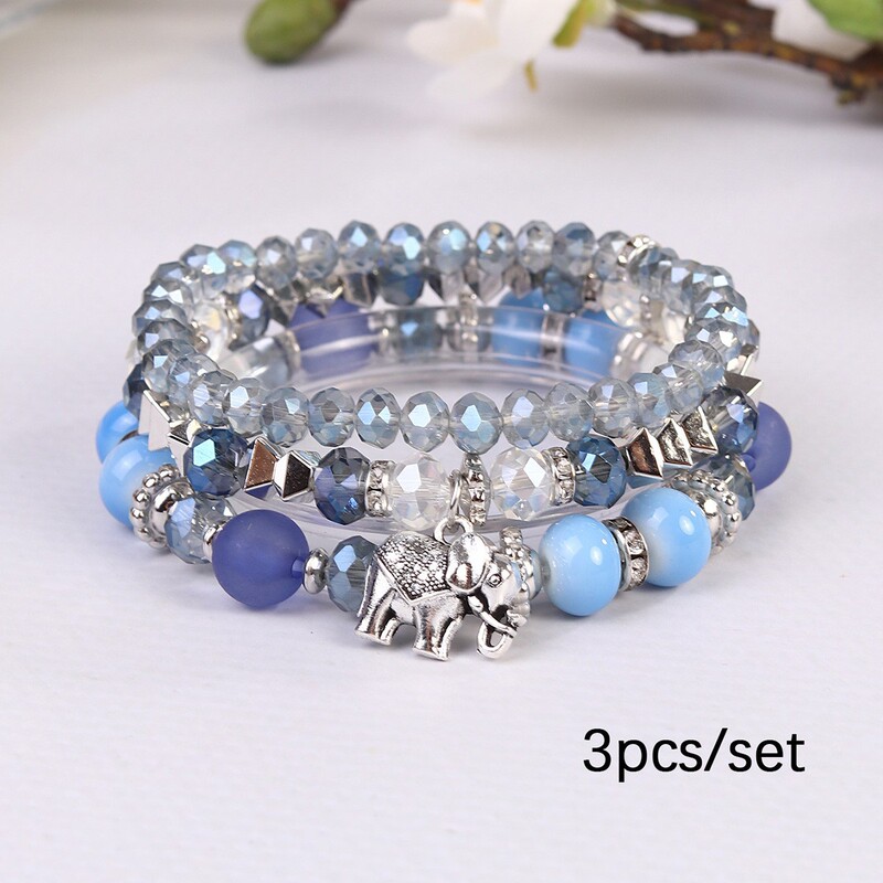 Retro Bohemian European and American Ethnic Style Paint Bracelet Elephant Pendant Metal Spacer Adjustable Handmade Jewelry Retro Bohemian European and American Ethnic Style Paint Bracelet Elephant Pendant Metal Spacer Adjustable Handmade Jewelry