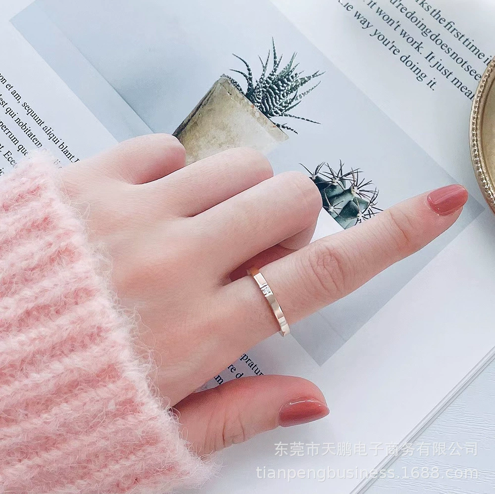 Модное кольцо из нержавеющей стали с цирконами, японский и корейский стиль, простой и элегантный дизайн, микроинкрустация