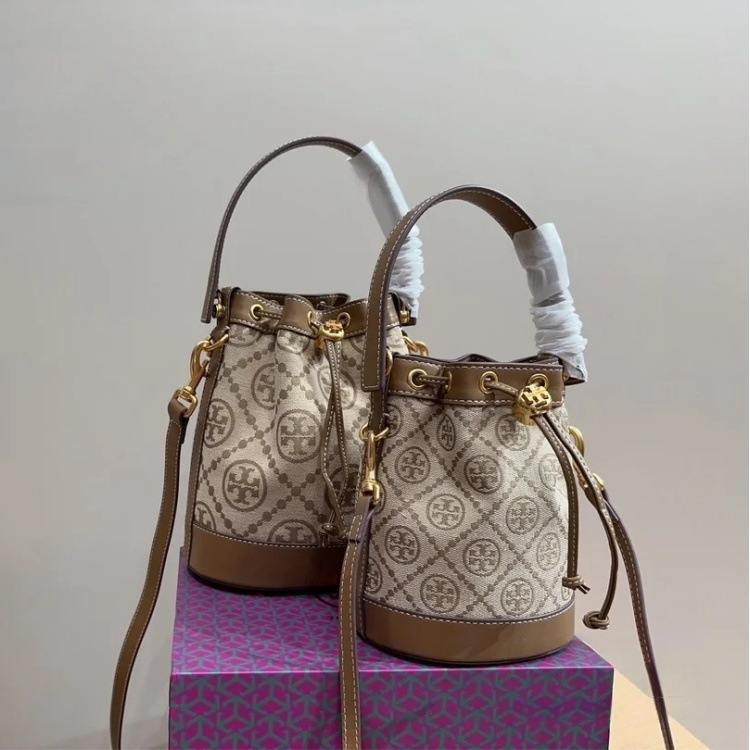 Tory Burch Vintage Canvas Bucket Bag Monogram Print Shoulder Crossbody Handbag For Women - Thumbnail 7