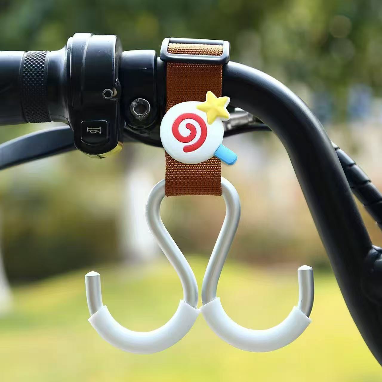 Brown - Webbing Aluminum Double Hook Short Style [Five-Star Stick]