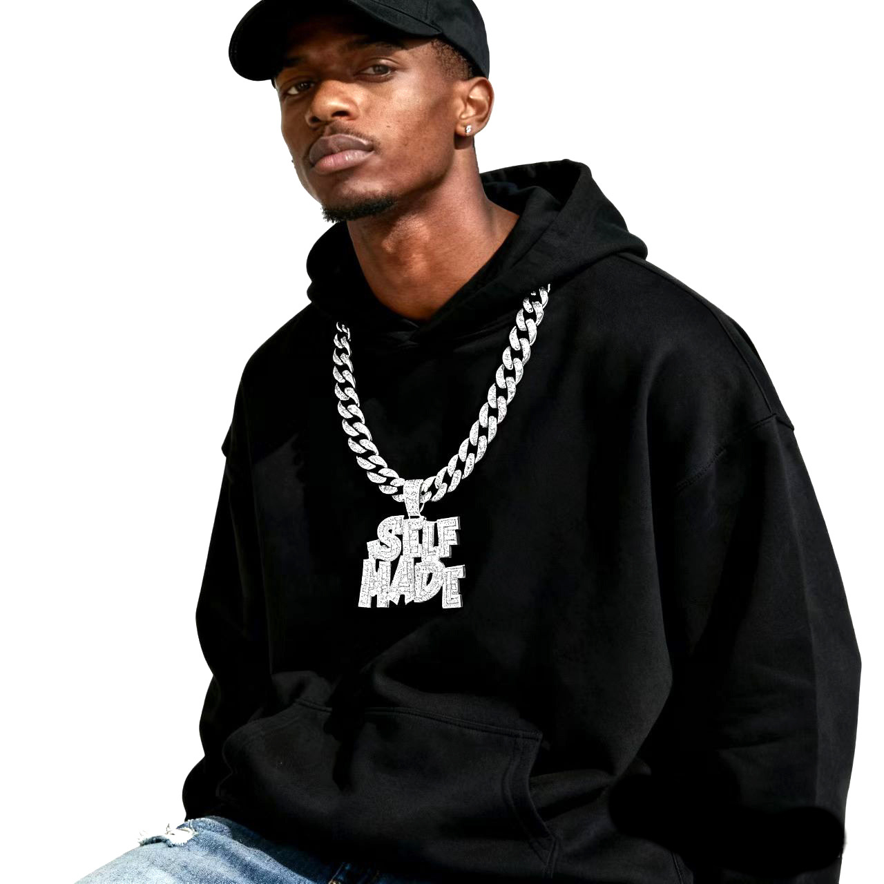 Hip-hop SELFPAID doble colgante de letras personalidad creativa moda masculina collar de hip-hop personalizado fabricante transfronterizo