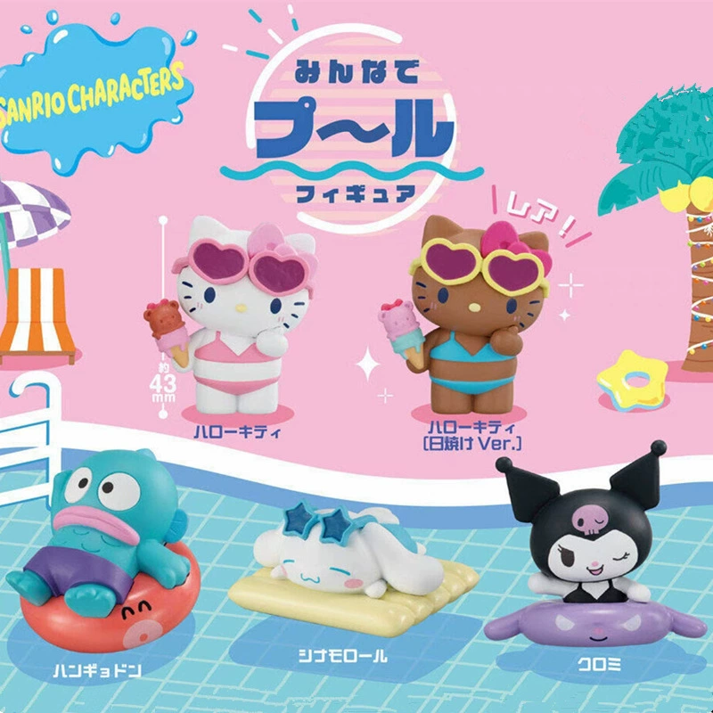 Swimming pool, doll, swimwear, fishes, minifigure, Cinnamoroll