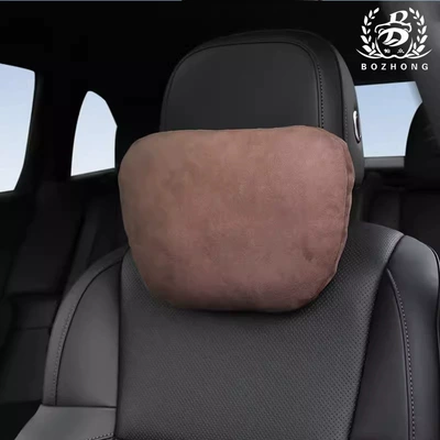 Headrest, Car Lumbar Support Neck - suede-brown-single-pack