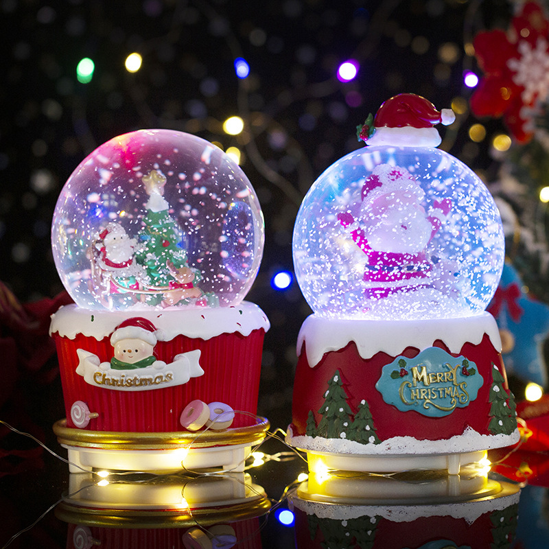 크리스마스 선물 스노우 크리스탈 볼 뮤직 박스 홈 데스크탑 장식 장식품 크리스마스 이브 선물 부티크 도매