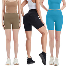欧美跨境瑜伽短裤女士夏季高腰提臀速干健身裤训练跑步运动裤可外
