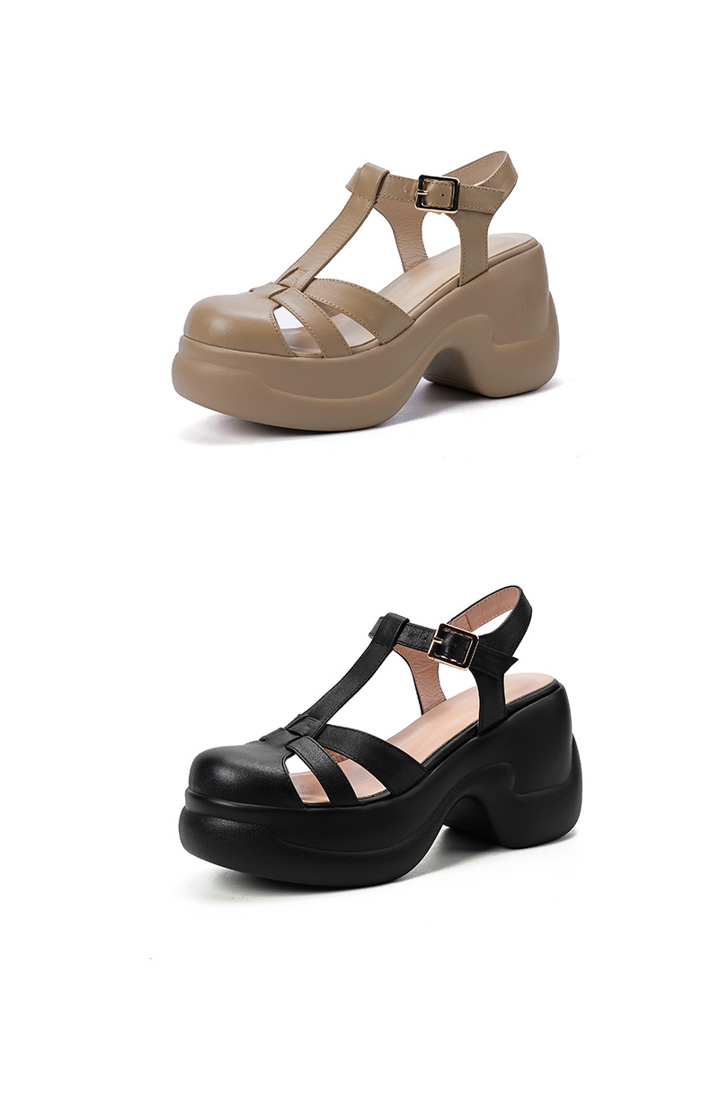 Sandal nữ quai chữ T đế xốp dày phong cách La Mã — đen chi tiết 13