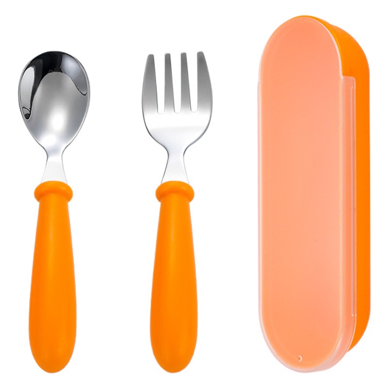 304 portátil de acero inoxidable cuchara para niños Tenedor vajilla bebé comiendo cuchara Tenedor traje madre bebé regalo personalización