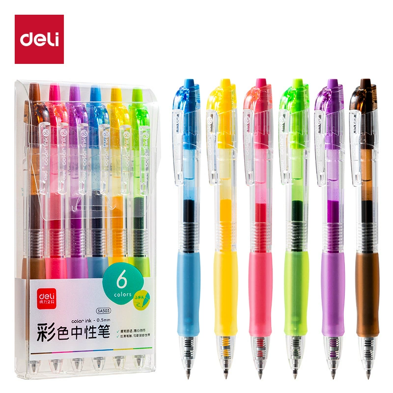 Цветная гелевая ручка Deli SA503, наконечник пули 0,5 мм (смешанный) (6 шт./кор.)