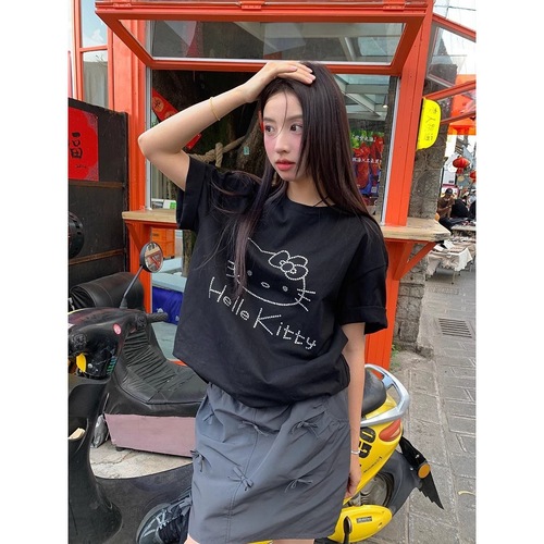 2025 Summer New White T-Shirt for Women Short Sleeve Korean Loose Lazy Style Ice Silk Cool Sensation Student Top for Women