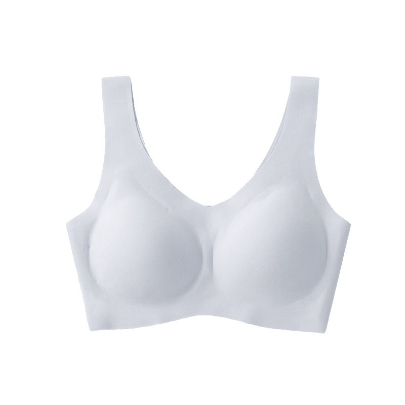 Bras ropa interior femenina sin costuras almohadilla de látex hermoso estilo chaleco deportivo sujetador fino para dormir sujetador de seda de hielo reunido