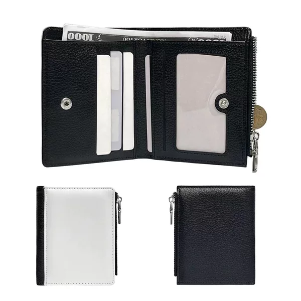 Cross-Border Hot Selling Heat Transfer Sublimation Blank Men's Wallet Large Capacity Id Bag Zipper Coin Bag Ready Stock