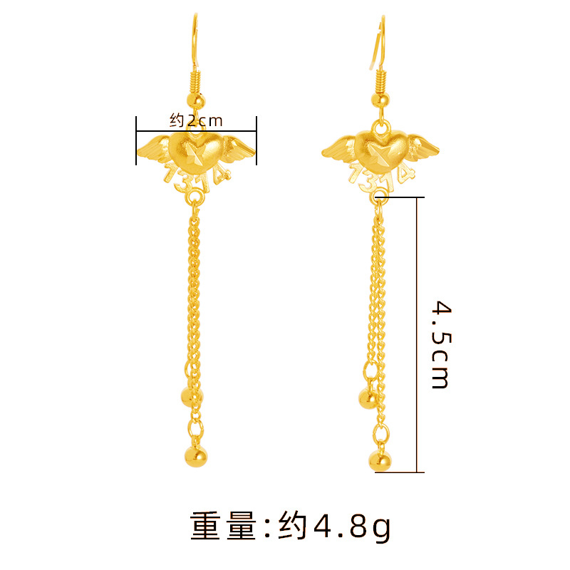 Lifetime Angel pendientes de las mujeres de alto grado de Vietnam arena oro plata aguja pendientes borla Luz de lujo pendientes no se desvanece